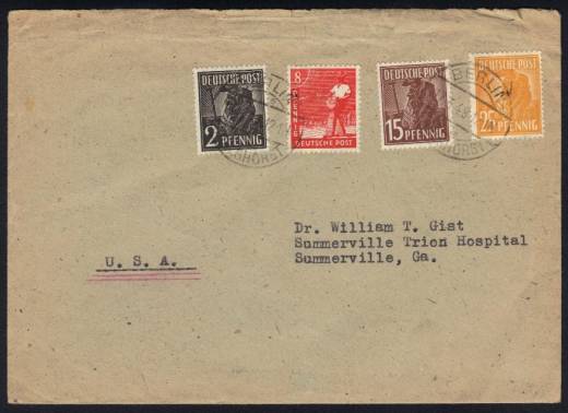 948 + 945aa a. Auslandsbrief Berlin 1948