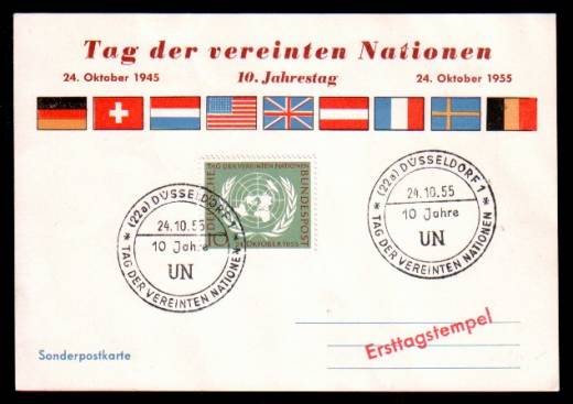 BRD FDC Nr. 221 UN mit SST a. Sonderkarte