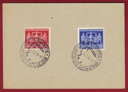 Private FDC Sonderkarte Kennbuchst. a  + 969-970 EXPO Hannover 1948