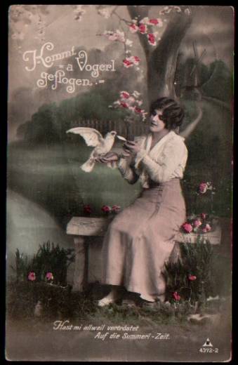 Greeting Card Come´s a little bird... colored, ca.1920