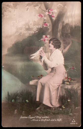 Greeting Card Come´s a little bird... colored, ca.1920