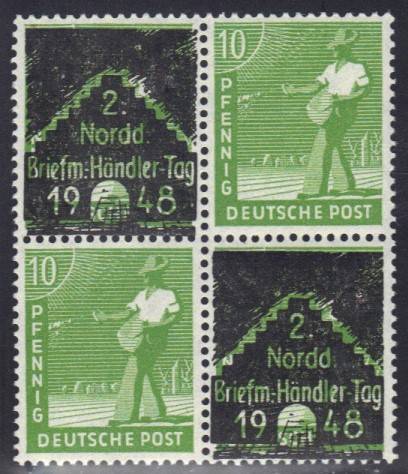 946a 4er-Zd Überdruck 2. Nordd. Briefm.-Händlertag 1948