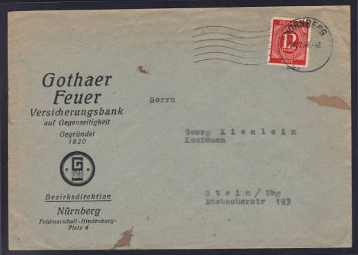 Frühverwendung Nr. 919 EF Nürnberg - Stein 23.02.46