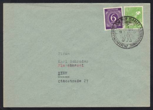 946a PF II auf Ortsbrief SST Hof 13.5.48 gepr. Bernhöft