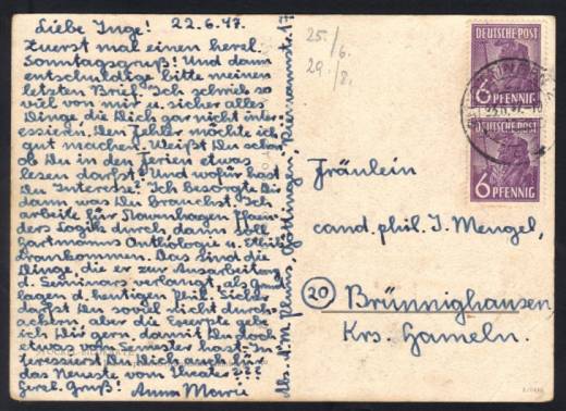 MeF Nr.944a (2) auf Fernkarte / Göttingen 23.6.47