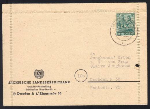 EF Nr.949 auf Ortsfaltbrief 1.GS / Dresden 14.6.48