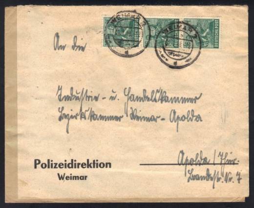 MeF Nr.949 (15) auf Fernbrief 1.GS 10-fach Ost / Weimar 2.7.48