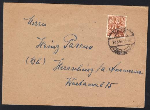 EF Nr.951 auf Fernbrief 1.GS Vorersttag 10-fach West / DR-Altstempel Haag 20.6.48