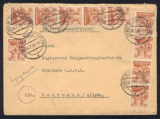 MeF Nr.951 (10) auf Fernbrief 1.GS 10-fach Berlin / Berlin 6.7.48