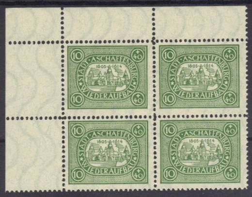 Stadtpost Aschaffenburg 1946 Nr. IIAy 4er EOL, 40,- € Michel ++