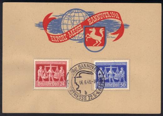 970a PF II a. Letzttags Sonderkarte Kennbuchst. b 969-970 EXPO Hannover 1948