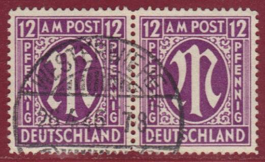 Bizone Nr. 15a Az im Paar mit Vollstempel WESTERWIEHE, gepr. BPP