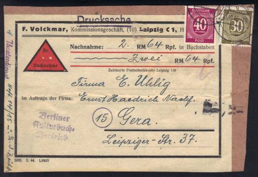 Nachnahme, Drucksache 4.GS. LEIPZIG 23.10.46