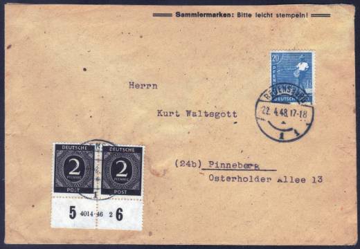 912a HAN 4014.46-2 auf Fernbrief Regensburg - Pinneberg 22.4.48