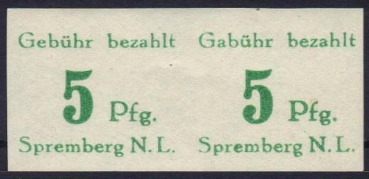 Spremberg Nr. 9 B PF I im Paar und Vollabklatsch