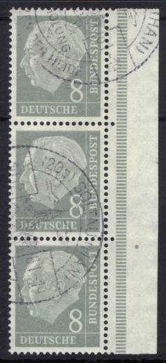 BRD Nr. 182 3er SR R mit Passerpunkt, Vollstempel!