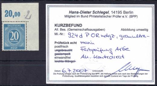 924d P EOR, Bildbefund Schlegel D. BPP  echt und einwandfrei