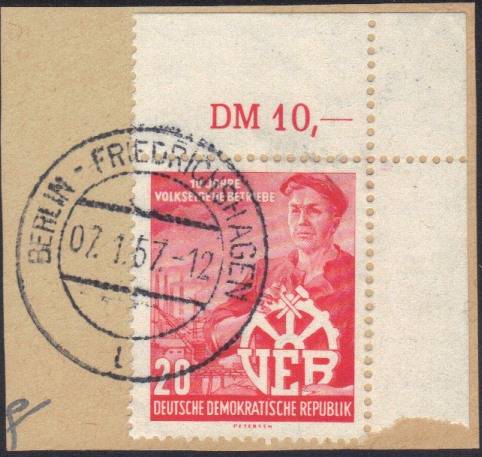 DDR Nr. 527 P EOR Vollstempel BERLIN auf Briefstück