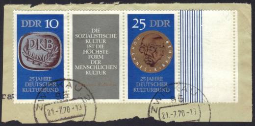 DDR Nr. 1592-1593 W Zd 230 L, mit Leerfeld auf Briefstück !!!RRR