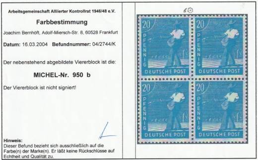 950b 4er-Block, Befund ArGe Bernhöft