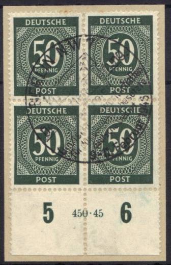 932a HAN 450.45 4er-Block, Vollstempel BERLIN 11.2.46