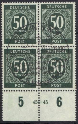 932a HAN 450.45 4er-Block, Vollstempel BERLIN 11.2.46