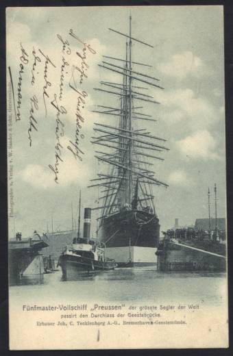 Foto-AK Segelschiff Preussen vom 2.8.1902 !!!RRR