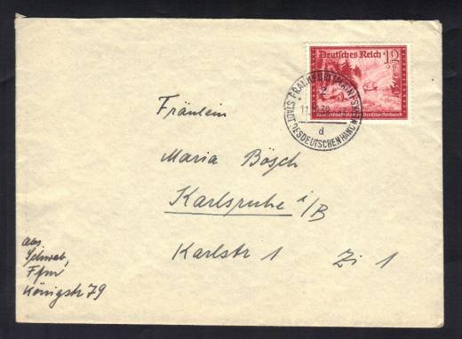 DR Nr. 708 EF Brief FRANKFURT - KARLSRUHE 11.10.39