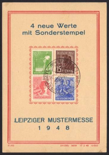 948aa EM auf SST-Karte Leipziger Messe 1948