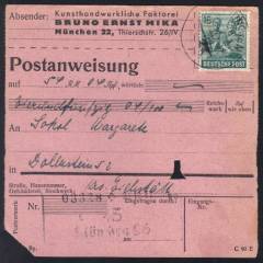 Inlands-Postanweisung 3. Portostufe MÜNCHEN 17.10.47 !!!RRR