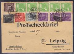 Postscheckbrief Währungsreform Ost 10-fach Leipzig 26.07.48!!!RRR