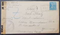 Zensur Z-Vermerk Nordbaden + A-2 / A-102 Esslingen auf Auslandsbrief NEW YORK - NEULUSSHEIM 6.11.46 !!!RRR