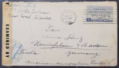 Zensur Z-Vermerk Nordbaden + A-2 / A-101 Esslingen auf Auslandsbrief NEW YORK - NEULUSSHEIM 4.6.46 !!!RRR